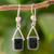 Jade dangle earrings, 'Mayan Peaks in Dark Green' - Dark Green Jade Dangle Earrings from Mexico (image 2) thumbail