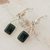 Jade dangle earrings, 'Mayan Peaks in Dark Green' - Dark Green Jade Dangle Earrings from Mexico (image 2b) thumbail