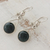 Jade dangle earrings, 'Circle of Peace' - Dark Green Jade Circular Dangle Earrings from Mexico