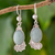 Jade dangle earrings, 'Siren Song in Light Green' - Light Green Jade Oval Dangle Earrings from Guatemala (image 2) thumbail