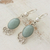 Jade dangle earrings, 'Siren Song in Light Green' - Light Green Jade Oval Dangle Earrings from Guatemala (image 2b) thumbail