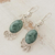 Jade dangle earrings, 'Siren Song' - Jade Sterling Silver Oval Dangle Earrings from Guatemala (image 2b) thumbail
