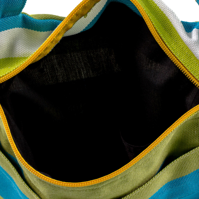 Umhängetasche aus Baumwolle - Handgewebte gestreifte Baumwoll-Sling-Handtasche aus El Salvador