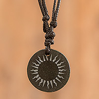 Jade pendant necklace, 'Mayan Sunlight'