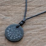 Jade pendant necklace, 'Geometric Inspiration' - Black Jade Geometric Pendant Necklace from Guatemala