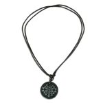 Jade pendant necklace, 'Geometric Inspiration' - Black Jade Geometric Pendant Necklace from Guatemala