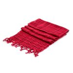 Cotton scarf, 'Loving Hold in Red' - Handwoven Cotton Scarf in Wine and Rose from Nicaragua