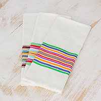 Striped Multicolor 100% Cotton Dishtowels (Set of 3),'Celebration'