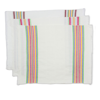 Cotton dishtowels, 'Celebration' (set of 3) - Striped Multicolor 100% Cotton Dishtowels (Set of 3)