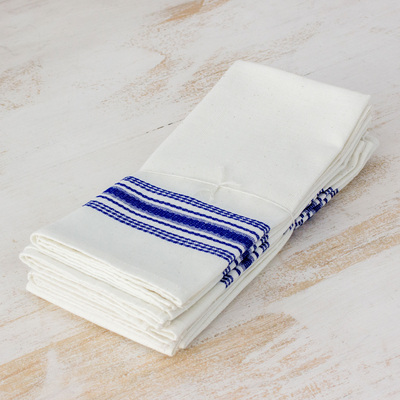 Cotton napkins, 'Peaceful Stripes' (set of 6) - Striped 100% Cotton Napkins from Guatemala (Set of 6)