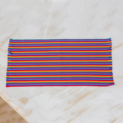 Tischsets aus Baumwolle, 'Rainbow Inspiration' (Satz mit 6 Stück) - Sechs mehrfarbig gestreifte Baumwoll-Platzdecken aus Guatemala