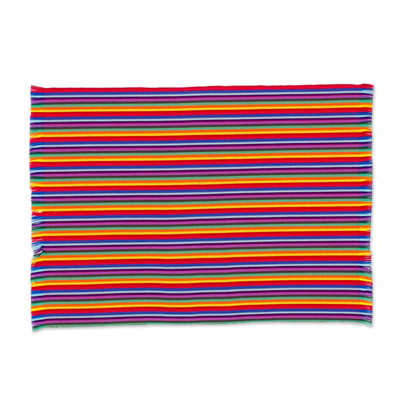 Manteles individuales de algodón, 'Rainbow Inspiration' (juego de 6) - Seis manteles individuales de algodón a rayas multicolores de Guatemala