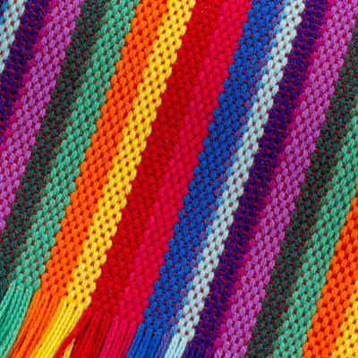 Cotton placemats, 'Rainbow Inspiration' (set of 6) - Six Multicolored Striped Cotton Placemats from Guatemala