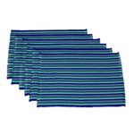 Cotton placemats, 'Colors of the Sea' (set of 6) - Set of Six Striped Cotton Placemats in Blue from Guatemala