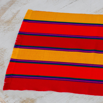 Cotton placemats, 'Country Sunset' (set of 6) - Six Handwoven Striped Cotton Placemats from Guatemala