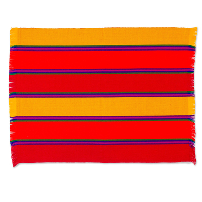 Cotton placemats, 'Country Sunset' (set of 6) - Six Handwoven Striped Cotton Placemats from Guatemala