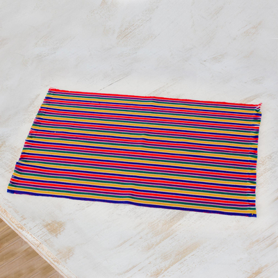 Cotton placemats, 'Trails of Happiness' (set of 6) - Six Handwoven Striped Cotton Placemats from Guatemala