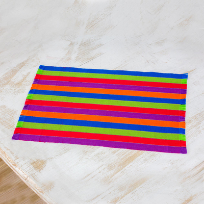 Cotton placemats, 'Harvest Trails' (set of 6) - Six Multicolored Striped Cotton Placemats from Guatemala