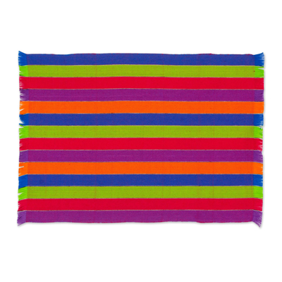 Cotton placemats, 'Harvest Trails' (set of 6) - Six Multicolored Striped Cotton Placemats from Guatemala