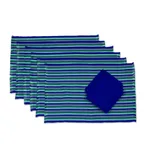 Cotton placemats and napkins, 'Colors of the Sea' (set of 6) - Set of 6 Cotton Placemats and Napkins in Blue from Guatemala