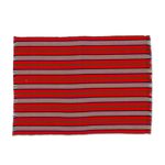 Cotton placemats and napkins, 'Palopó Trails' (set of 6) - Set of 6 Striped Cotton Placemats and Napkins in Crimson