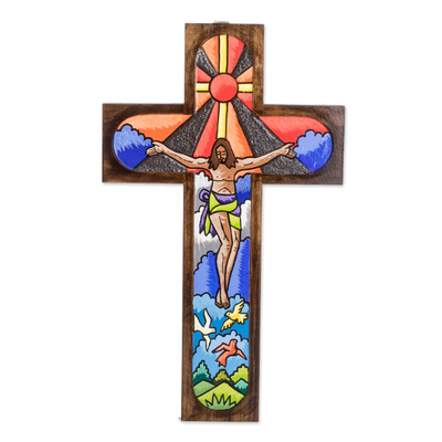 Handcrafted Religious Wood Wall Cross from El Salvador