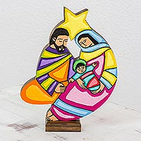 Wood nativity sculpture, Birth, Light and Hope