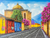 'School of Christ Church Barrio' - Signed  Painting of a Guatemalan Street in Jewel Colors thumbail