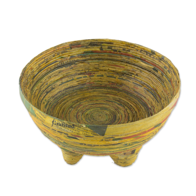 Recycled paper decorative bowl, 'Pretty Benediction' - Handmade Recycled Paper Decorative Bowl from Guatemala