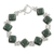 Jade link bracelet, 'Studded Path in Green' - Green Jade and Sterling Silver Bracelet from Guatemala thumbail