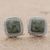 Jade stud earrings, 'Love Lassos in Green' - Jade and Sterling Silver Rope Motif Earrings from Guatemala (image 2) thumbail