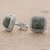 Jade stud earrings, 'Love Lassos in Green' - Jade and Sterling Silver Rope Motif Earrings from Guatemala (image 2b) thumbail