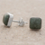 Jade stud earrings, 'Mayan Hope' - Jade and Sterling Silver Square Earrings from Guatemala (image 2b) thumbail