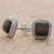 Jade stud earrings, 'Love Lassos in Black' - Black Jade Rope Motif Stud Earrings from Guatemala