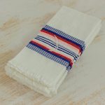 Cotton napkins, 'Dinner Guest' (set of 6) - Striped 100% Cotton Napkins from Guatemala (Set of 6)