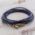 Leather wrap bracelet, 'Elegance and Style in Blue' - Braided Leather Wrap Bracelet in Blue from Guatemala (image 2b) thumbail
