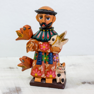 Wood statuette, 'Saint Francis' - Wood Statuette of St Francis of Assisi with Animals