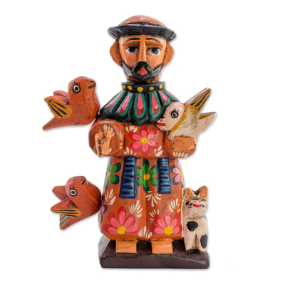 Wood statuette, 'Saint Francis' - Wood Statuette of St Francis of Assisi with Animals