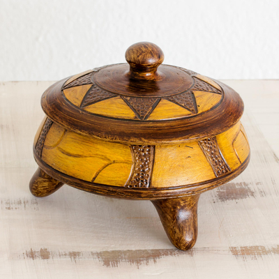 Dekoratives Keramikgefäß - Dekoratives Keramikgefäß mit Deckel und Sonnendesign