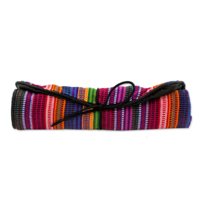 Rollo de joyería de algodón, 'Rainbow Party' - Rollo de joyería tejido a mano en 100% algodón de Guatemala