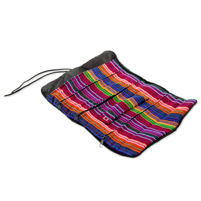 Rollo de joyería de algodón, 'Rainbow Party' - Rollo de joyería tejido a mano en 100% algodón de Guatemala