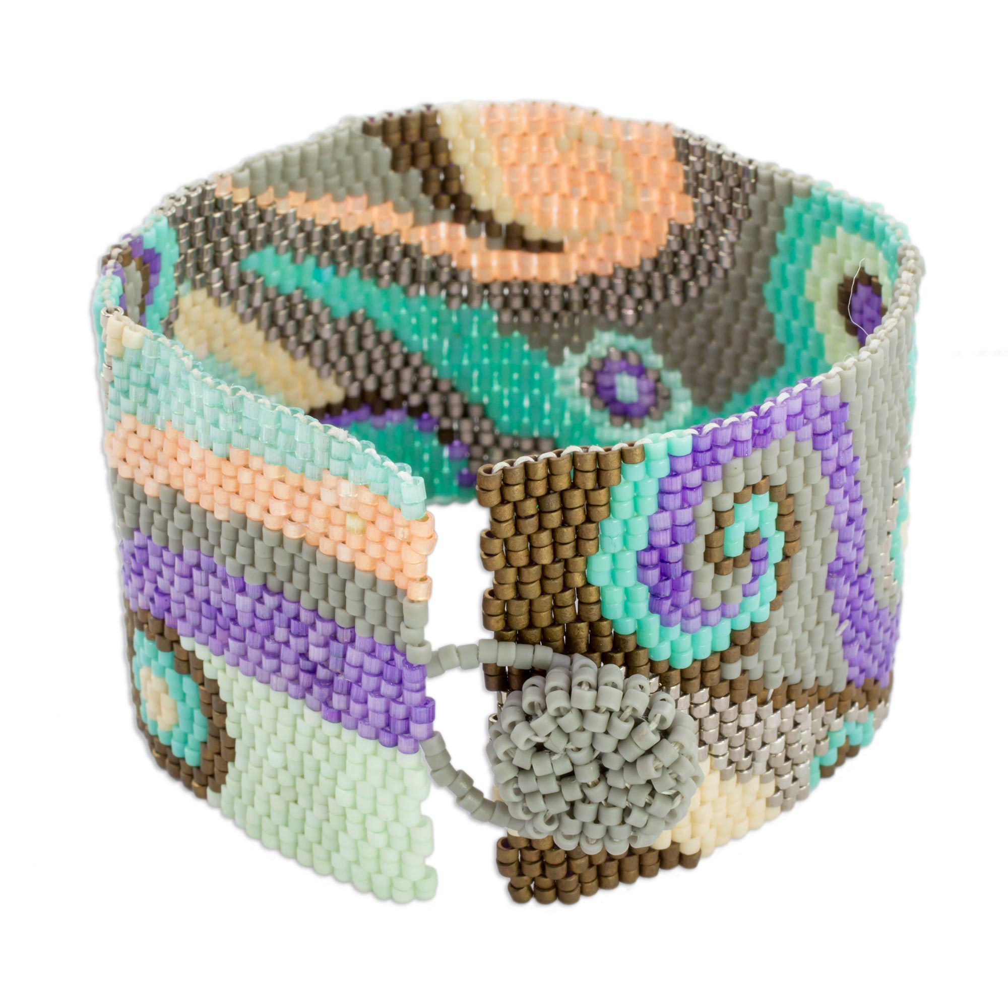 Colorful Glass Beaded Wristband Bracelet from Guatemala - Colorful Maya ...