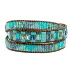 Glass beaded wrap bracelet, 'Country River' - Colorful Glass Beaded Wrap Bracelet from Guatemala