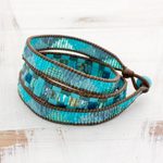 Glass beaded wrap bracelet, 'Country River' - Colorful Glass Beaded Wrap Bracelet from Guatemala