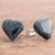 Jade button earrings, 'Dark Green Love' - Heart-Shaped Jade Button Earrings from Guatemala thumbail