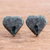 Jade button earrings, 'Dark Green Love' - Heart-Shaped Jade Button Earrings from Guatemala (image 2b) thumbail