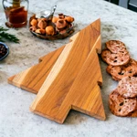Teak wood charcuterie board, 'Festive Delights' - Teak Wood Tree-Shaped Charcuterie Board from Guatemala