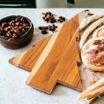 Teak wood charcuterie board, 'Festive Delights' - Teak Wood Tree-Shaped Charcuterie Board from Guatemala