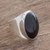 Jade cocktail ring, 'Truth and Life in Black' - Handmade Black Jade Men's Ring from Guatemala thumbail