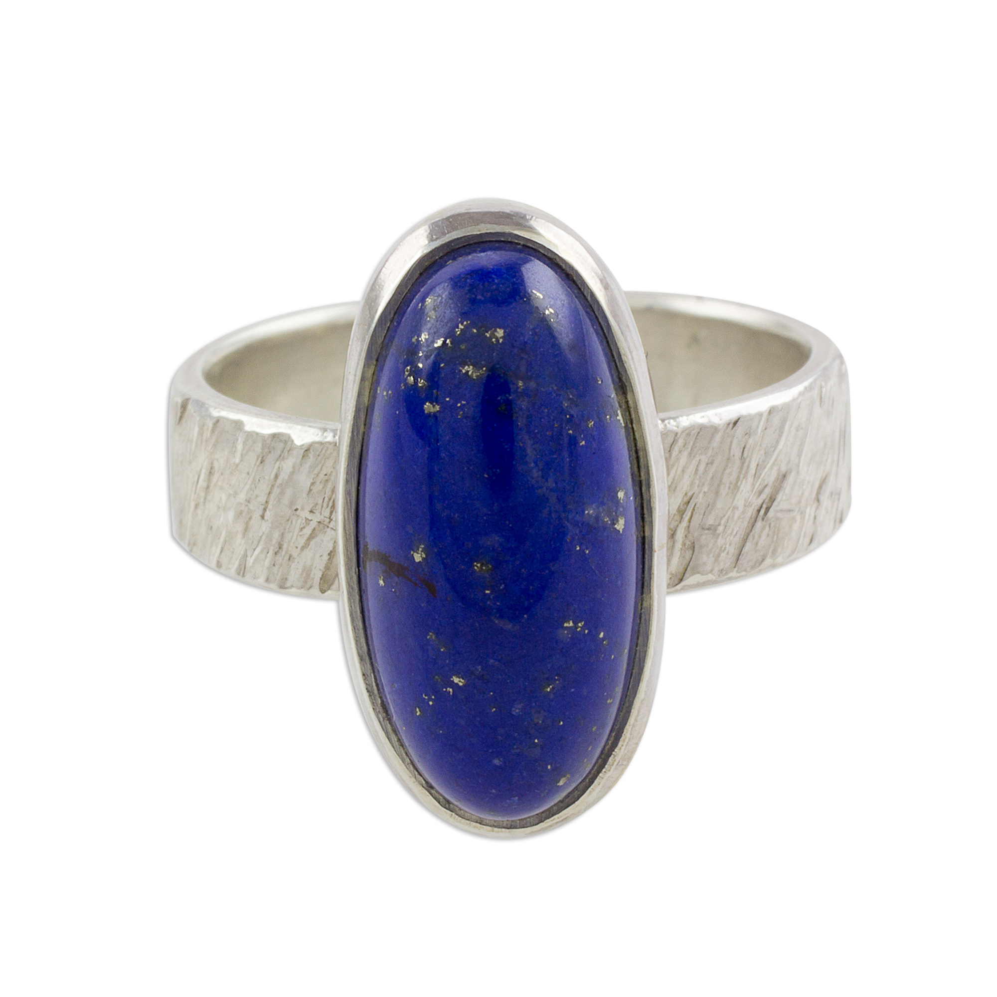 Oval Lapis Lazuli Cocktail Ring from Guatemala - Universal Oval | NOVICA
